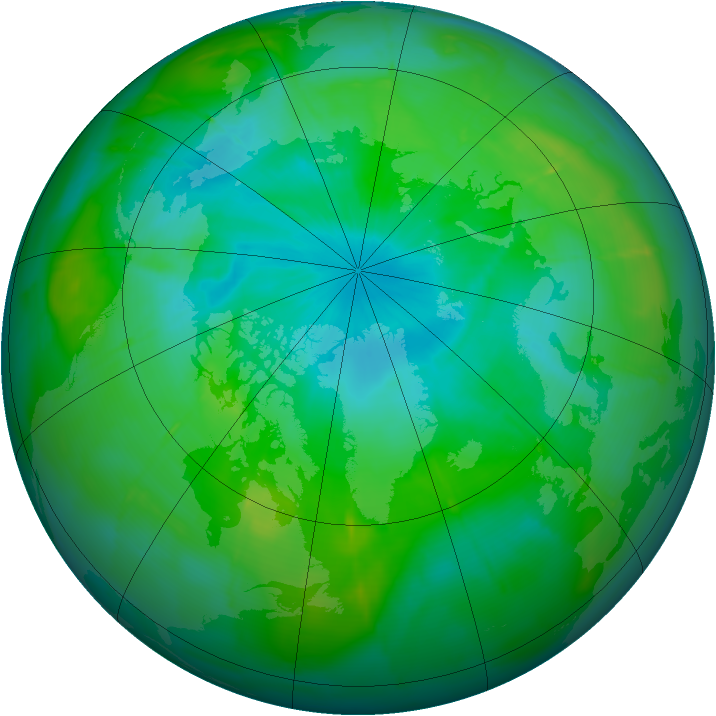 Arctic ozone map for 09 August 2009